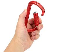 Dilwe, D Type Three Section Safety Buckle with Anti Slip Nut Design and Smooth Surface, for Mountaineering Rock Rescue Engineering (Red)