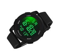 Dilwe Digital Sports Watch, Luminous Digital Watch with Adjustable Strap for Men, Glass Mirror Surface Alloy Cover Lightweight Design for Swimming Running Hiking