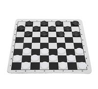 Dilwe Draughts Collapsible Checkers Set, Plastic Folding Chessboard 24 X 24cm, Rubber Board, Portable Storage Bag, Logical Thinking Game for Kids Children Adults Travel Home