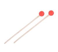 Dilwe Drum Mallets, 2Pcs Maple Rubber Drumsticks with Oval Universal Boring Head for Timpani Snare Drums, Soft Even Hammering Sound, Comfortable Grip (Red)