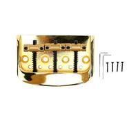 Dilwe Electric Guitar Bridge, 3 Strings, Zinc Alloy Brass, Gold Finish | Three Saddle String Through Body, Adjustable Saddles Intonation, Mounting Wrench Screws, for Stable Performance