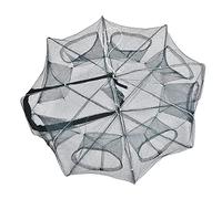 Dilwe Fish Net Portable Foldable Fishing Net Trap with Steel Wire Frame for Crab Shrimp Eel Crawfish Lobster Minnow (8 Hole)