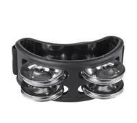 Dilwe Foot Tambourine Percussion Kit with 4 Pair Jingle Bells, Black ABS Metal Nylon Strap for Adults Kids, Bright Tone & Comfortable Wear for Acoustic Bands