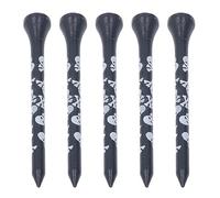 Dilwe Golf Tee, 30Pcs 8cm Printed Skull Wood Tees with Storage Bag, Reduce Friction Lateral Rotation More Stable for Golf Course (Black)