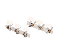 Dilwe Guitar Tuning Pegs, Left Right Chrome Plated Dual Hole Machine Heads with White Pearl Knobs, for Classical Folk Cigar Box Guitars