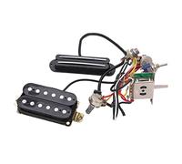Dilwe Guitar Wiring Harness, Dual Rail Dual Coil Pickup Prewired Kit with 1T1V Potentiometer A500K B500K, Noise Shielding Design for Electric Guitar Replacement & Upgrade