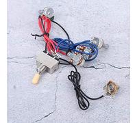 Dilwe Guitar Wiring Harness Kit, Prewired 3 Way Switch 2V2T1J with Volume Tone Control, for Electric Guitar Wire Accessories (yellow hat)