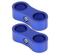 Dilwe Hose Separator Clamp, Aluminum Alloy AN6 Hose Separator 2Pcs with Locating Slot, Precision Machined Black Billet Clamp Fitting for Automotive Aerospace Fuel (Blue)