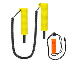 Dilwe Ice Auger, Retractable Ice Drill with Safety Whistle and Nails for Self Rescue, Extendable Rope and Neck Strap for Fishing and Skating (Yellow)
