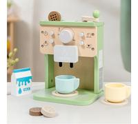Dilwe Imaginary Play Coffee Maker Machine, Wooden Kitchen Toy Playset with Cups & Spoons Kids Kitchen Toys for Imaginative Play