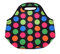 Dilwe Insulated Lunch Bag, Neoprene Lunch Box with Zipper for Keeping Food Warm, Cold Drinks and Fruits, for Work Picnic Camping Shopping (Big Colorful Round)