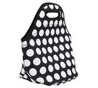 Dilwe Insulated Lunch Bag, Neoprene Lunch Box with Zipper for Keeping Food Warm, Cold Drinks and Fruits, for Work Picnic Camping Shopping (Black and White Circle)