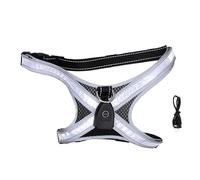 Dilwe LED Dog Harness, Rechargeable Light Up Vest with 7 Color Modes, Adjustable Reflective No Pull Pet Harness for Small Medium Large Dogs, Built in Leash Ring (Black)