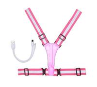 Dilwe Light Up Running Vest, USB Rechargeable High Visibility Running Gear with 3D Multi Angle Reflective Design and Built in LED Lights, for Walking Cycling Night Safety (Pink)