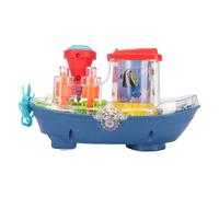 Dilwe Light Up Toy Transparent Gear Boat Toy for Kids with Cool Glowing Effects Automatic Navigation and Dynamic Music Educational Sensory for Boys Girls Birthday Holiday