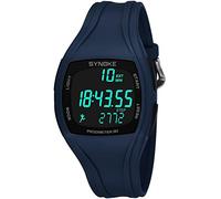 Dilwe Men's Digital Sports Watch with Step Counter, Luminous Alarm 50M Waterproof PU Band Scratch Resistant Shockproof Navy Blue