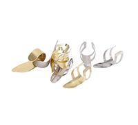 Dilwe Metal Finger Picks, Adjustable Guitar Picks for Bass Ukulele Banjo, with Open Shape Design for Enhanced Control and Sound, Golden Silver