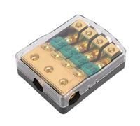 Dilwe Mini ANL Fuse Holder Gold Copper Alloy ANL Fused Distribution Block 60 Amp 0 2 4 Gauge Input to 4 6 8 Gauge Output for Car Truck Boat Audio Amplifier (Way)