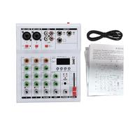 Dilwe Mini Audio Mixer, Metal 4 Channel Mixer with 48V Phantom Power, Built-in Guitar Amp for DJs, Microphones, Keyboards, Karaoke (White)