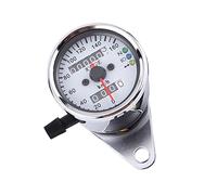 Dilwe Motorcycle Meter Gauge Universal Odometer Speedometer with LED Indicators Dual Digital Display for 12V Motorcycles Up to 160 Km/h Easy Installation Metal Shell (Silver)