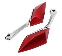 Dilwe Motorcycle Rearview Mirror Pair, ABS Shell Aluminum Handle Motorcycle Side Mirrors, Adjustable Joint Bolt, Ultra Clear Glass, Universal for Scooter Motorbike Riders (Red)