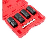Dilwe Nut Remover Set Carbon Steel Nut Extractor 5 Piece 1 2in Drive with 17mm 19mm 21mm 22mm Sockets and Straight Bar for Wheel Removal Car Accessory