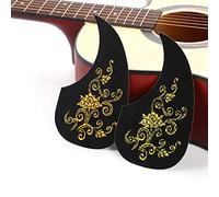 Dilwe Pickguard Pick Guard Sticker, 2Pcs Comma Shape, Self Adhesive, Suitable for 40/41inch Acoustic Guitar (Golden flower vine)