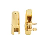 Dilwe Professional Metal Alto Saxophone Mouthpiece Kit, Gold Finish with Cushion Pads, Cap, for Students, Musicians (No. 7)