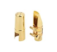 Dilwe Professional Metal Alto Saxophone Mouthpiece Kit, Gold Finish with Cushion Pads, Cap, for Students, Musicians (No. 6)