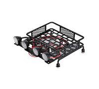 Dilwe RC Car Roof Rack Luggage, Small Size Roof Rack Luggage Carrier With LED Light Round Compatible with Axial SCX10 1/10 RC Car(4 White)