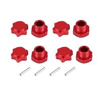 Dilwe RC Car Wheel Hub Adaptor, 4 Pcs 17mm RC Metal Wheel Hub Adaptor Nut Anti-Dust Cover for HSP 94762/94081 1/8 RC Car Remote Control Model Parts Accessories(Red) Model Car Accessories