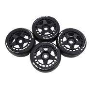 Dilwe RC Rally Tires, 4PCS 17mm Rugged Plastic 1/8 RC Car Wheel Tyres, Suitable for Various Driving Conditions (Black)