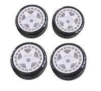 Dilwe RC Rally Tires, 4PCS 17mm Rugged Plastic 1/8 RC Car Wheel Tyres, Suitable for Various Driving Conditions (White)