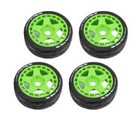 Dilwe RC Rally Tires, 4PCS 17mm Rugged Plastic 1/8 RC Car Wheel Tyres, Suitable for Various Driving Conditions (Green)