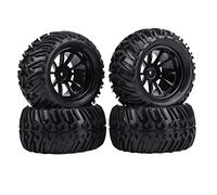 Dilwe RC Tires, 4Pcs Anti Skid Rubber Tires with Mounted Hubs for 1/10 Scale RC Truck Car, Compatible with HSP Redcat Exceed HPI (Black 10 hole outline)
