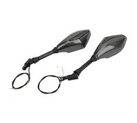 Dilwe Rearview Mirror LED Motorcycle Mirror with ABS Housing and Turn Signal Light 10mm Handlebar Adjustable Angle for Street Bike Scooter Racing Motorbike for