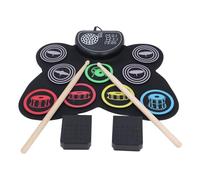 Dilwe Roll Up Electronic Drum Pad, Portable Silicone Practice Drum Kit | 7 Tones, 10 Rhythms, 6 Demos, Built-in Speaker, 3.5mm Headphone Jack, Record 800 Beats, 10hr Battery