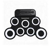 Dilwe Roll Up Electronic Drum Set, Portable 7 Drum Pads with 2 Foot Pedals and 2 Drumsticks, Rechargeable and Foldable for Kids Music Practice and Outdoor Play