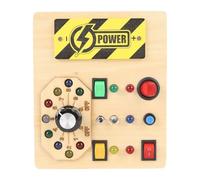 Dilwe Sensory Board Switch Toy Wooden Light Switch Simulation Board Red and Green Circuit Toy for Kids 2-6 Years Old with AAA Batteries Not Included