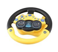Dilwe Simulation Steering Wheel Toy Plastic Driving Imitation Toy with Base Battery Powered Early Education Interactive Play for Children Home Travel Birthday Use (Yellow)