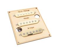 Dilwe Single Coil Pickup Set, Alnico 5, Equipped with Offset Pole Pieces, Suitable for Electric Guitars (Gold)