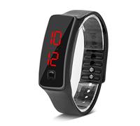 Dilwe Sports Led Watch, Waterproof Wristwatch With Silicone Strap Digital 12-Hour Dial Electronic Display For Students Black