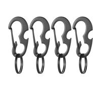 Dilwe Stainless Steel D Loop Bottle Opener, Compact Keychain with Locking Buckle for Outdoor Gear Pet Leashes and Daily Essentials (4PCS)