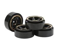 Dilwe Strong Support Brass Beadlock Wheels for FMS FCX24 RC Climbing Car, 4pcs RC Wheel Rim Hubs for Stable Off-Road Performance (Black)