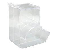 Dilwe Transparent Acrylic Hamster Food Dispenser with Baffle Design for Guinea Pig Bird Rabbit, Automatic Feeding for Busy Pet Owners, 4.9 X 2.8 X 5.5in