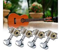 Dilwe Ukulele String Knobs, 4 Pieces Set with Metal Replacement Accessories, for Ukulele Tuning Pegs and Machine Heads (Silver)