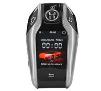 Dilwe Universal LCD Screen Smart Key Aluminum Alloy Remote Key 2.0in Touch Display 750mAh Keyless Entry Lock Unlock Trunk Control for Start Stop Engine Button Cars (Silver)