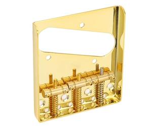 Dilwe Vintage Style Electric Guitar Bridge, Gold 54mm Step-Through Steel Saddle, Complete Accessories for Convenient Installation, Improve the Tone and Playability of Your Guitar