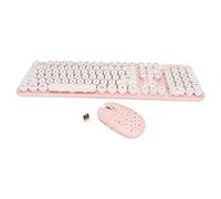 Dilwe Wireless Keyboard and Mouse Combo - 2.4G Pure Color Retro With Round Keycaps and Numeric Keypad (Pink Board)