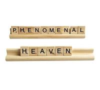 Dilwe Wooden Domino Tiles with Oblique Angle Domino Holder for Tiles - for Kids Adults Professional Players - 4 Pcs Wooden Stand (Assorted Color)